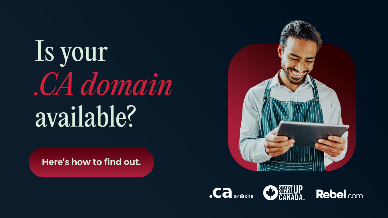 Promotional poster from CIRA with the heading "Is Your .CA domain available?"