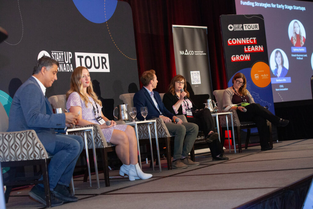 From left to right: Paul Gaspar, Director of Small Business, UPS Canada; Sydney Rankin, Fintech Business Lead, Profitual; Sam Poirier, CEO, Co-Founder, Potential; Barbara Ells, COO, Venn Innovation; Shelley Wilson, Small Business Development Manager, Scotiabank.