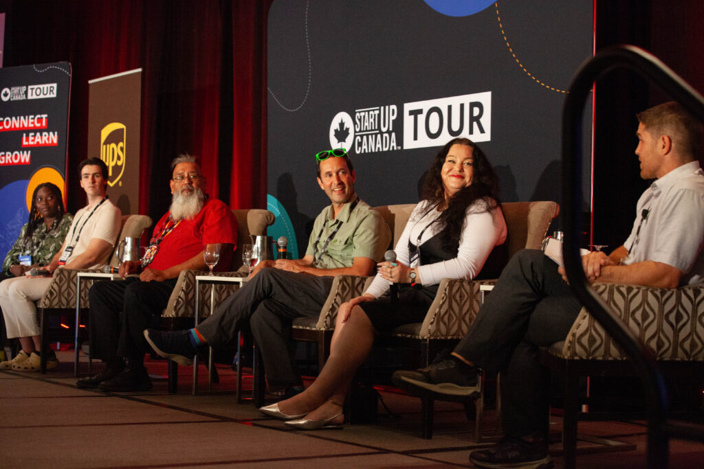 Futurpreneur Team from left to right: Courage Edetanlen, Business Development Manager - NS; Logan Daoust, Bilingual Business Development Manager, Indigenous Entrepreneur Startup Program; Jason McDonald, Business Development Manager; David Eisnor, Regional Team Lead Atlantic, National Team Lead DEI; Holly Atjecoutay, Head, Diversity Equity and Inclusion and Director, Indigenous and Northern Entrepreneurs; Chris Goguen, Business Development Manager.