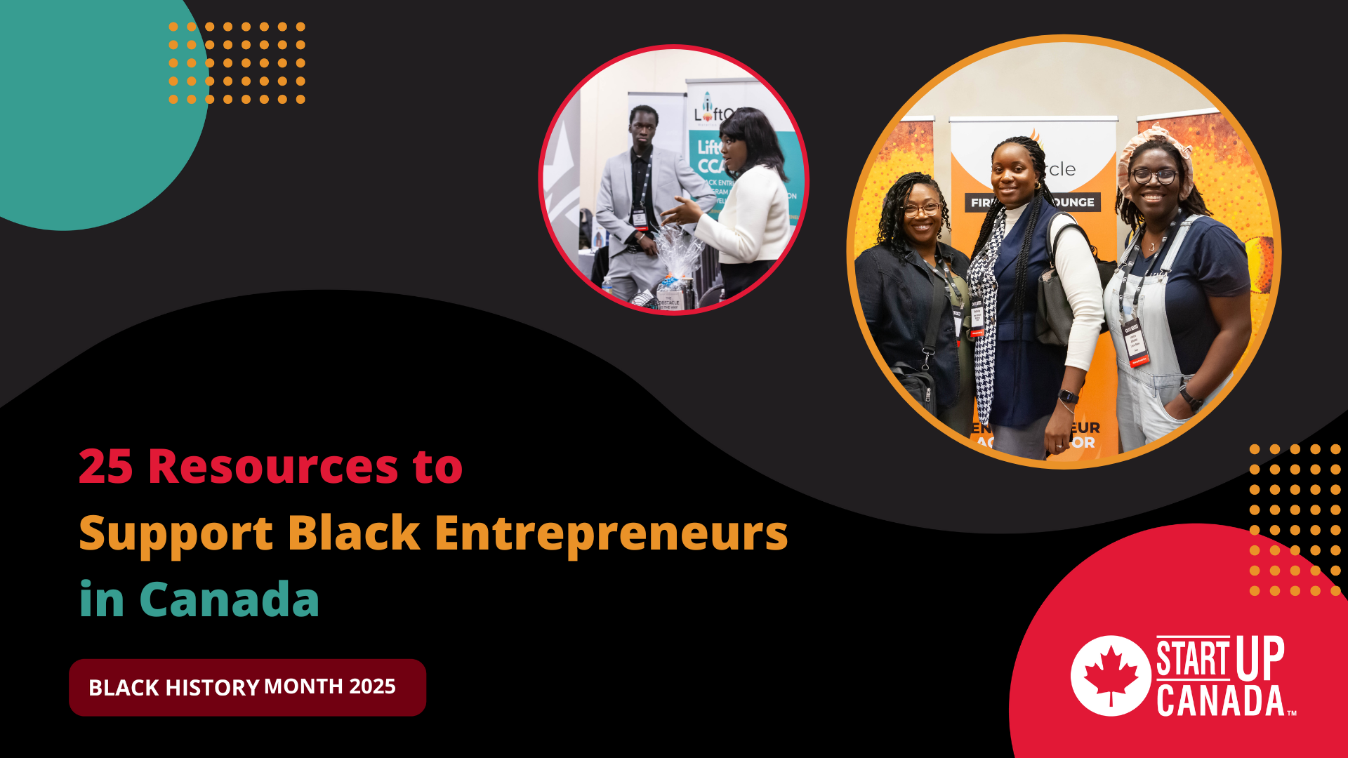 Promotional poster from Startup Canada with the heading "25 Resources to Support Black Entrepreneurs in Canada"